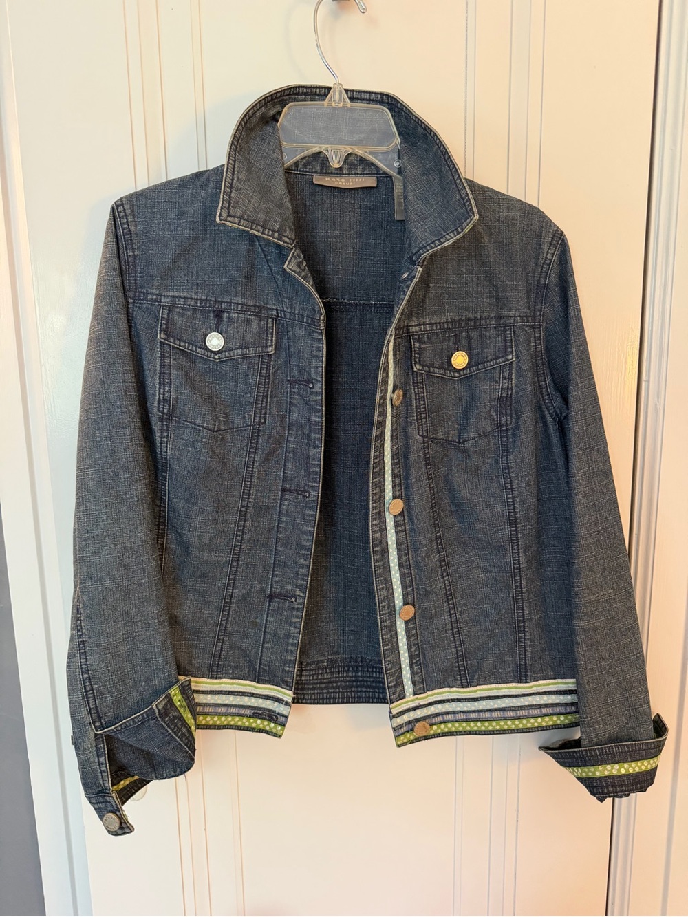 Denim Jacket with Grosgrain Trim, size 4
